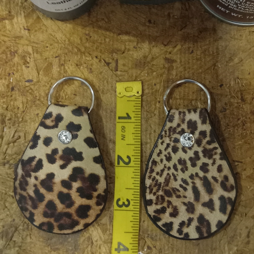 Leather Lepoard Print Keychain